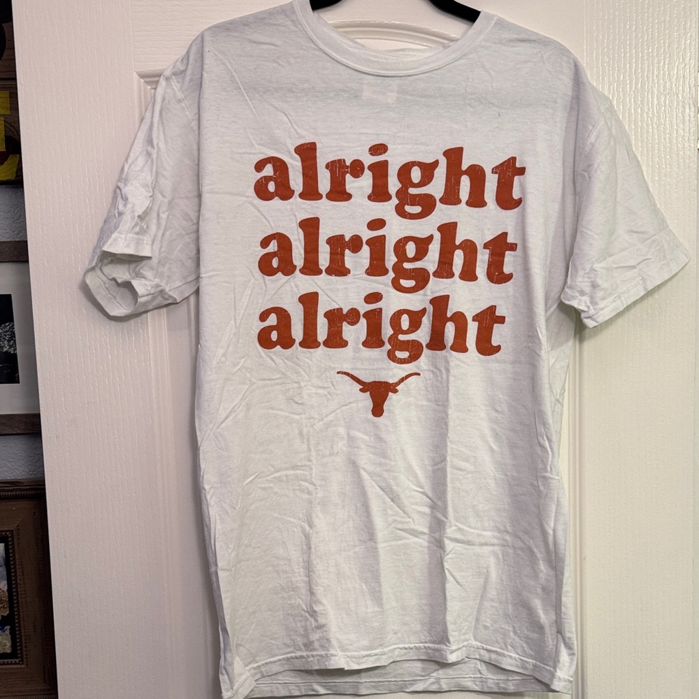 White Graphic Tee with Orange Print